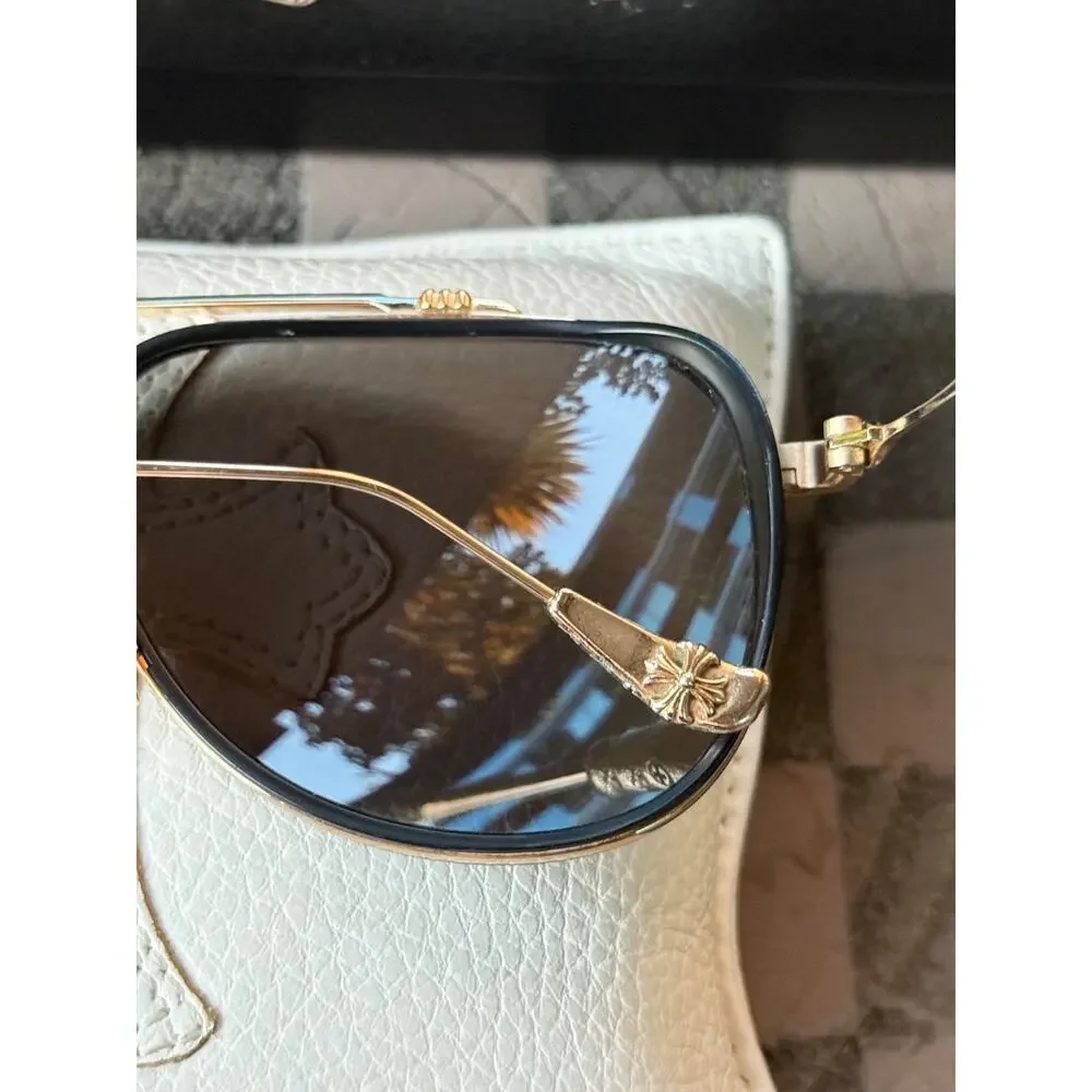 Chrome Hearts WHISKER BISCUIT Sunglasses Rare Vintage Gold Plated